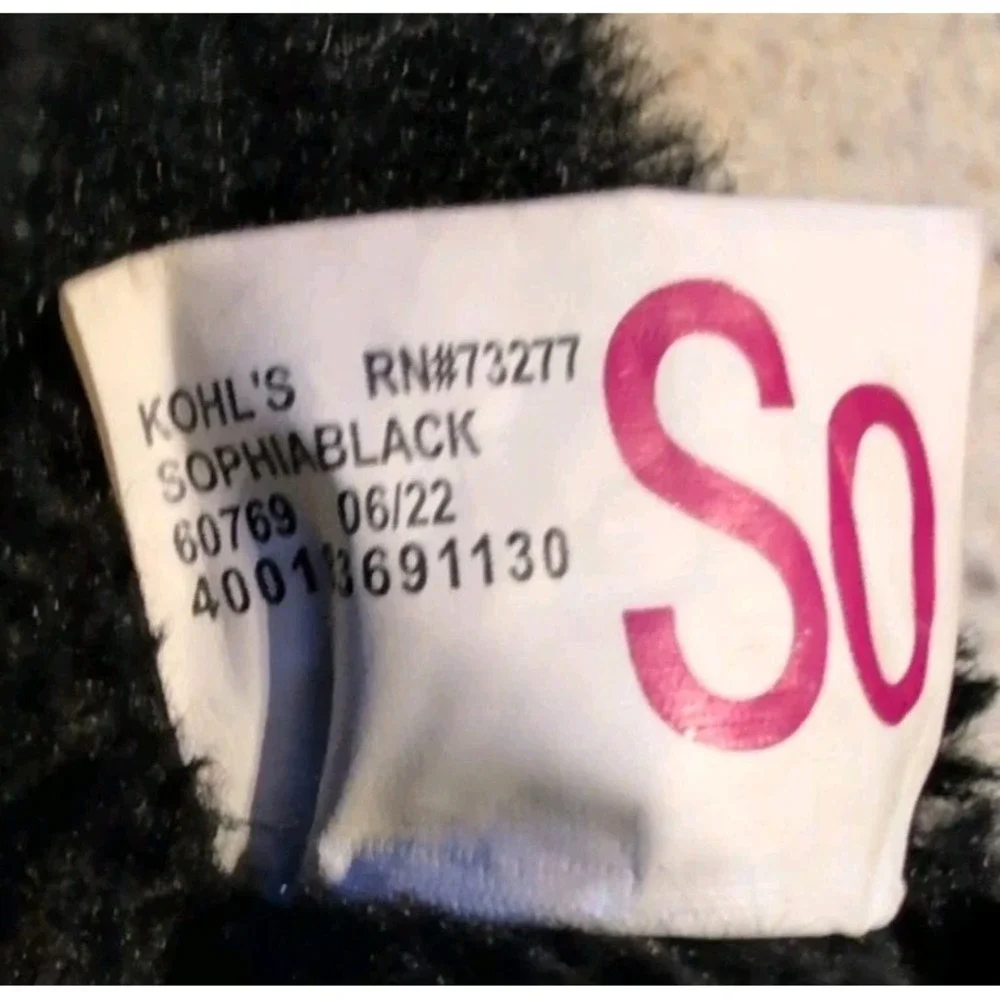 SO Abigail Girls Winter Boots Size 1 Black Faux Fur Cozy Slip On Warm Casual
